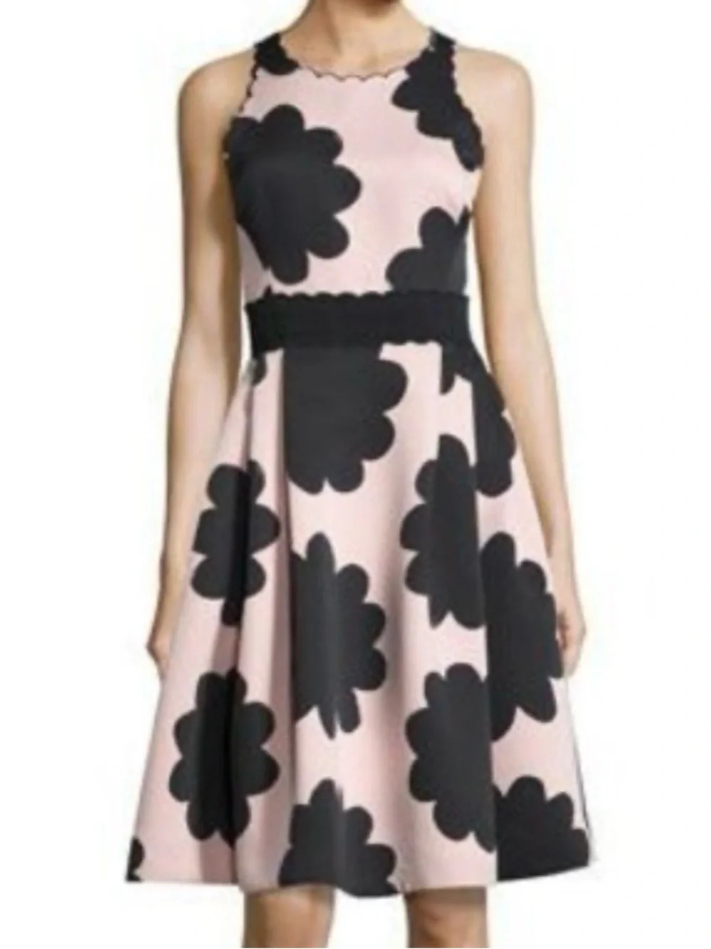 kate spade Petal Stamp Pink and Black Floral Midi Dress